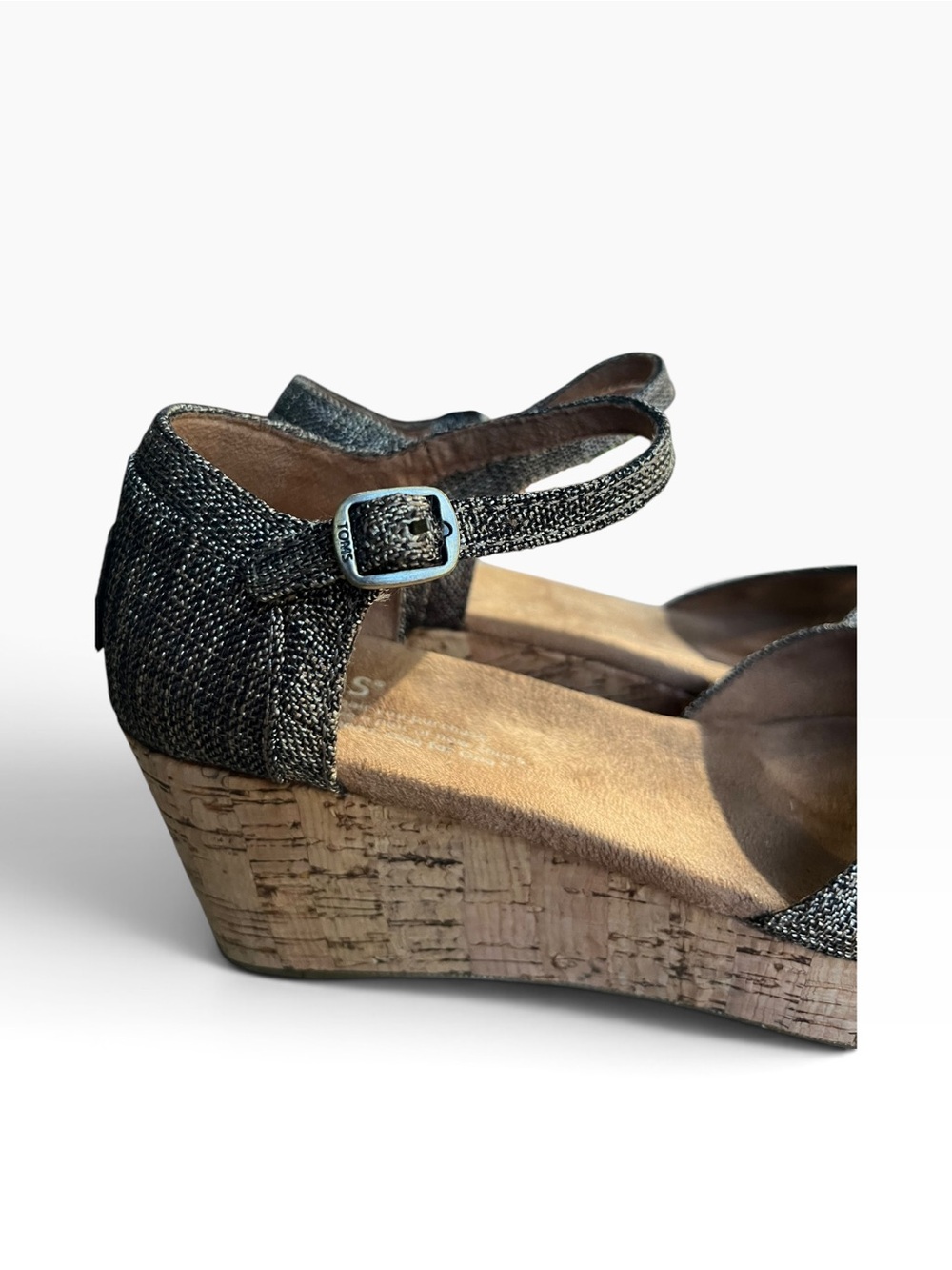 Women’s TOMS Metallic Burlap Wedge Sandals NWOT
